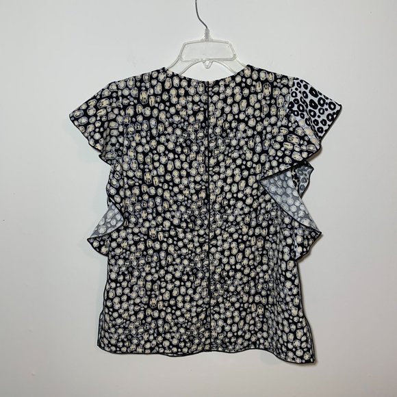 Derek Lam IO Crosby Animal Print Top with Peplum Flutter Sleeves Down Side Size - Picture 6 of 9